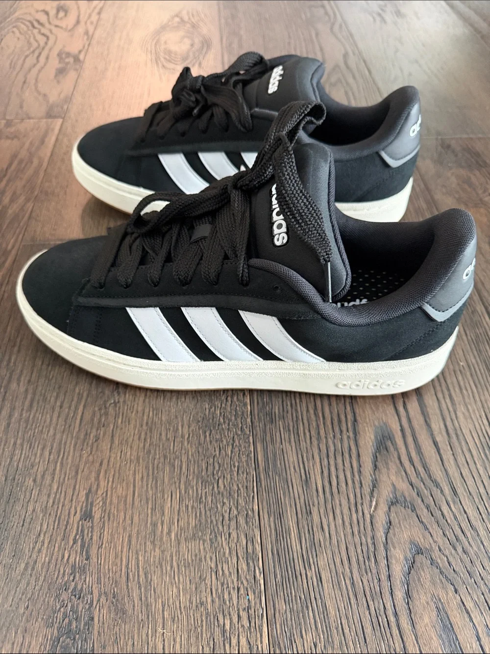 adidas Black Low-Top Athletic Sneakers with White Soles